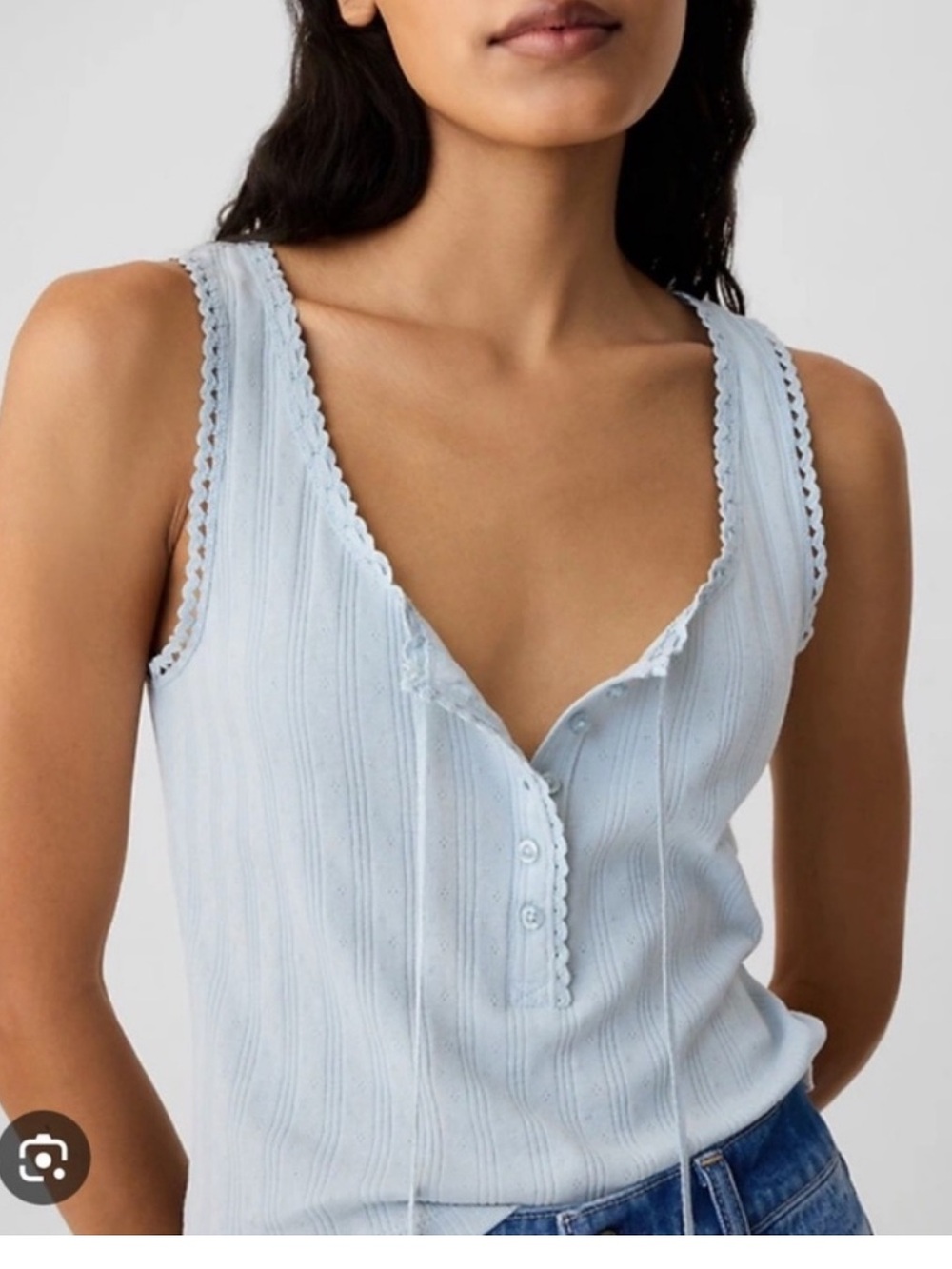 GAPX DOEN pointelle blue tank size M NWOT new without tag